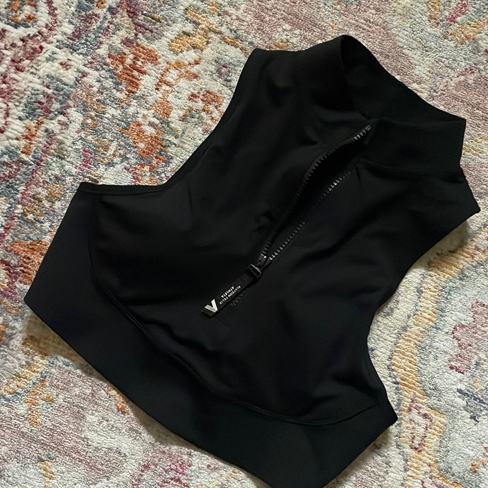 Athleta x Allyson Felix Zip Front Black Sports Bra